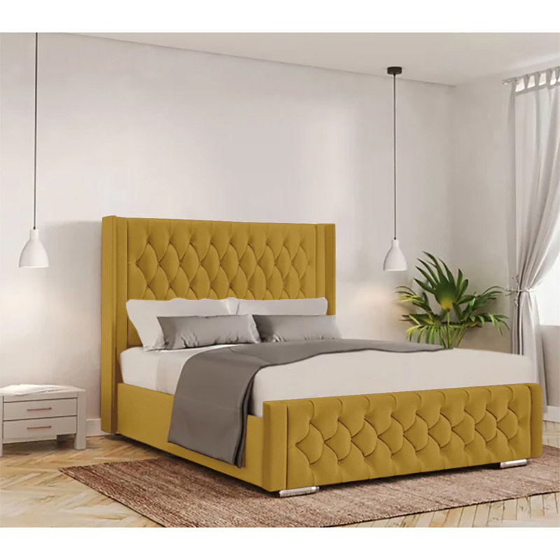 Athlene Upholstered Bed Frame, Turmeric, Single (3')