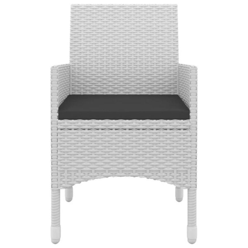 Ensemble de salle à manger rectangulaire pour 6 personnes avec coussins Nikai, Blanc/Noir, 4