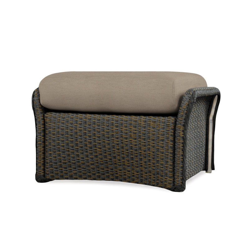 Weekend Retreat Outdoor Ottoman, Consider Indigo, Mink