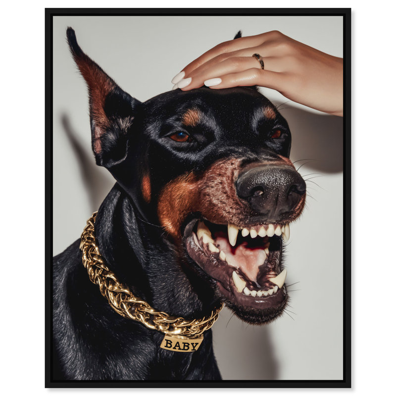 Baby Doberman Print by Oliver Gal, 25" H x 21" W, Black Floater Frame