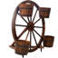 Pot à fleurs en bois avec roue en forme de chariot, présentoir en forme de roue en chariot