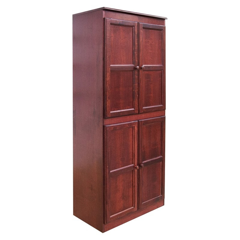  Armoire de rangement à 5 tablettes avec portes l 30 po x H 72 po, Cerisier