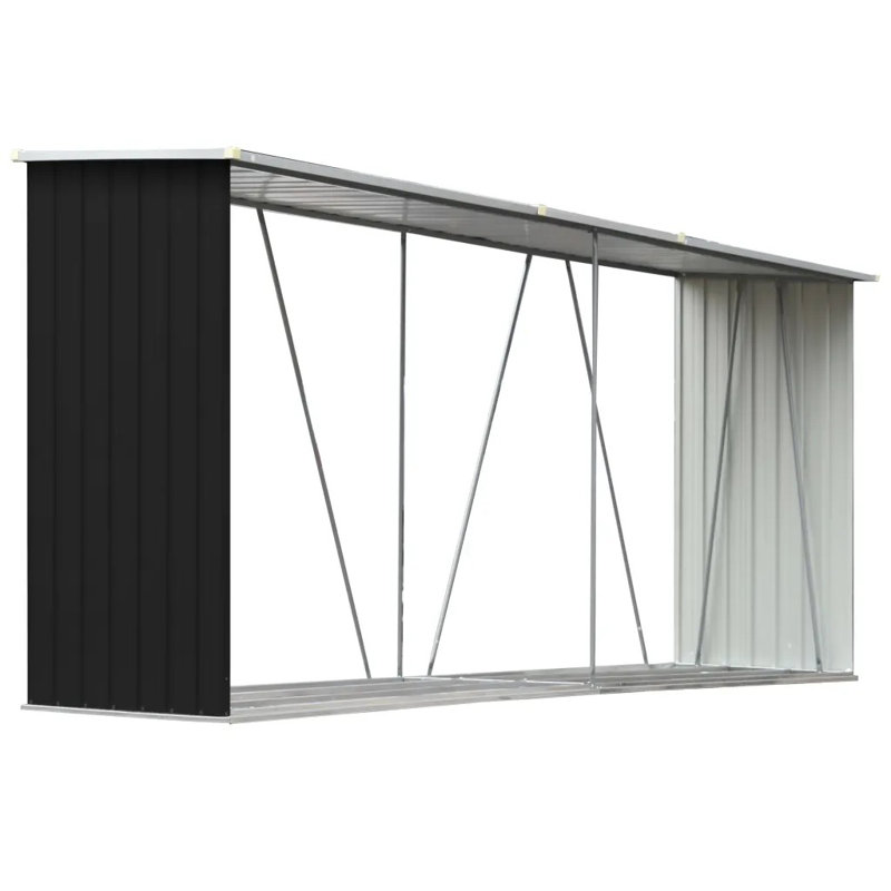 330cm W x 84cm D Metal Log Store, Grey