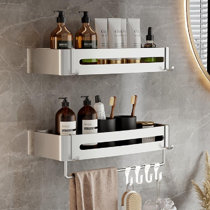 Rangement de douche: Finition - Noir; Type de fixation - Succion/adhésif -  Wayfair Canada