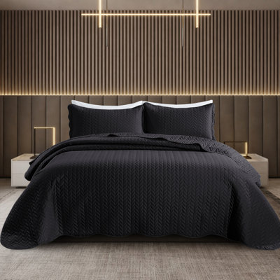 Ensemble de courtepointe réversible en microfibre 3 pièces avec taies d'oreiller