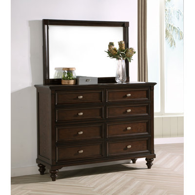 8-drawer Dresser And Mirror Dark Oak