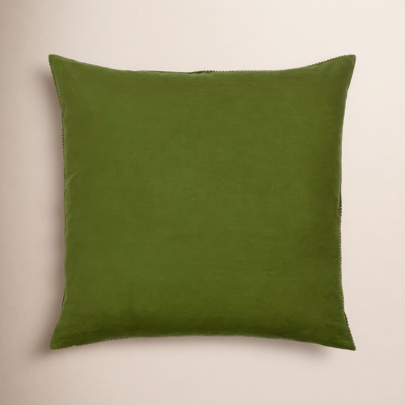 Selma Cotton Reversible Pillow Cover, 20" x 20", Olive