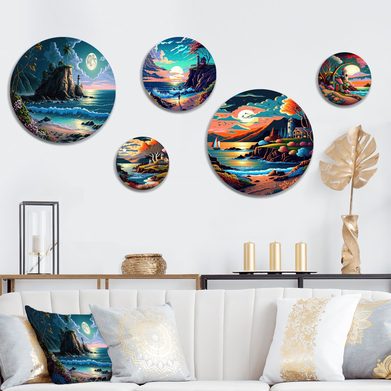 Décoration murale moderne coucher de soleil moderne en style I - Paysage moderne plage en métal