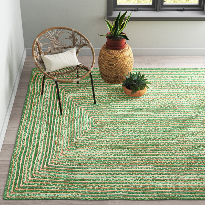 Tapis vert tissé à la main Demartini, Tapis de couloir 2 pi 3 po x 20 pi