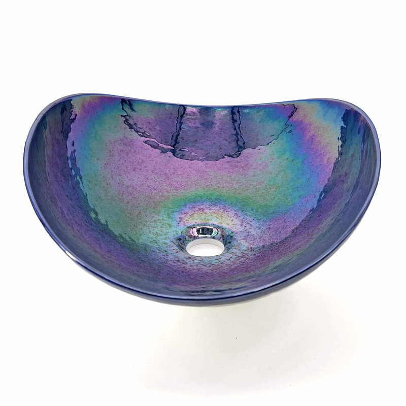 Ruvati 13.5'' Glass Oval Bathroom Sink, Celestial Blue