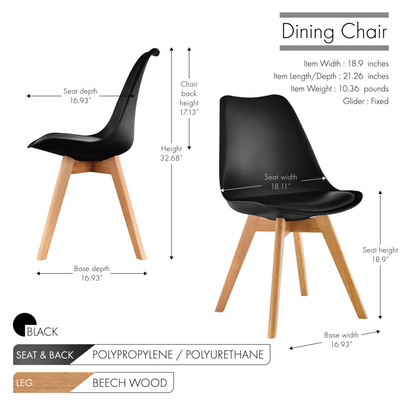 Elmsall Upholstered Dining Chair, Black