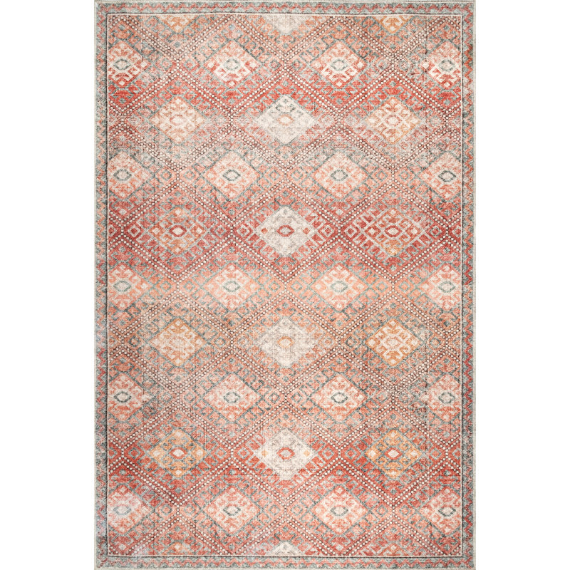 Serenity SpinClean Machine Washable Diamond Trellis Area Rug, Rectangle 8' x 10'