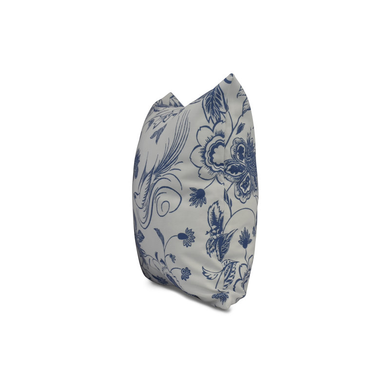Botanical Blooms Floral Reversible Throw Pillow, 16" H x 16" W, Blue