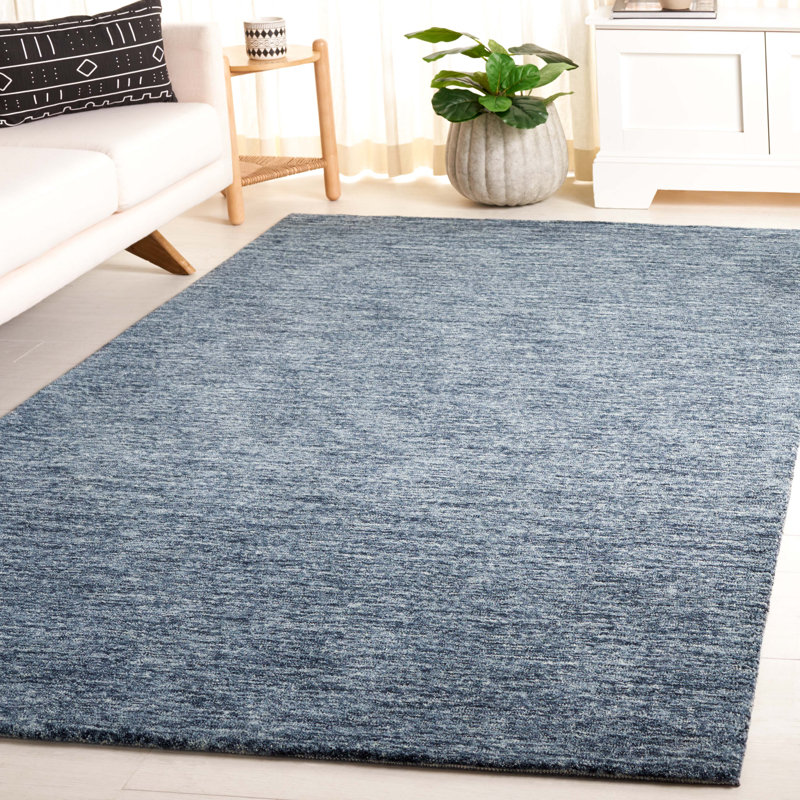Furness Handloomed Wool Cotton Rug in Navy/Grey, Rectangle 3' x 5'