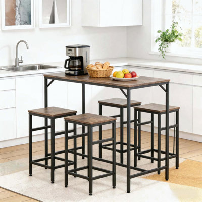 5-Piece Space-Saving Bar Table and Stools Set