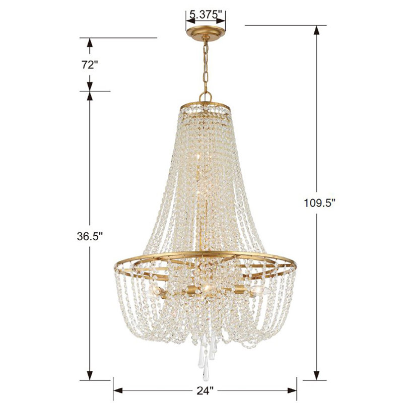 Storrs 9 - Light Dimmable Empire Chandelier, Antique Gold