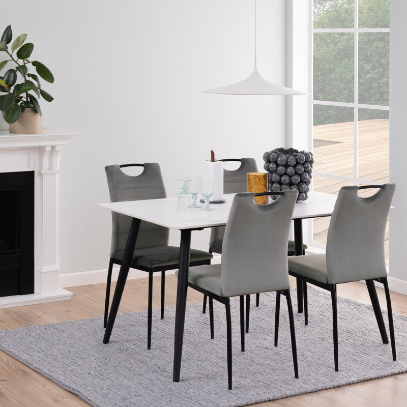 Monagra Metal Base Dining Table, White