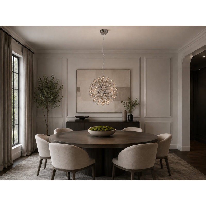 Modern 92-Light Satin Nickel Stainless Steel LED Chandelier 