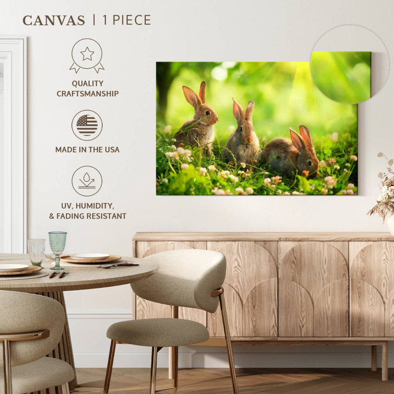 Rabbits By The Meadow, 34" H x 51" W