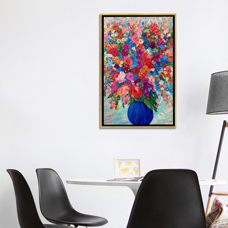 Bouquet d'été - reproduction d'art murale - toile encadrée, H 40 po x l 26 po, Doré