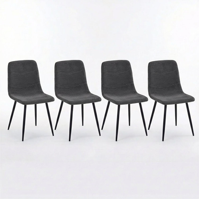 Fabric Upholstered Metal Side Chair, 4, Gray