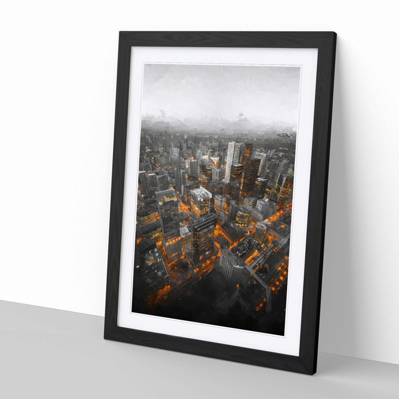 Toronto Canada Skyline Abstract Art - Picture Frame Graphic Art Print, 91cm H x 60cm W x 2cm D, Black
