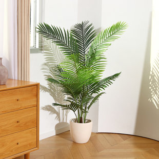Adcock Artificial UV Resistant Palm Tree in Pot Faux Green Areca Palm Plant, Fake Tree