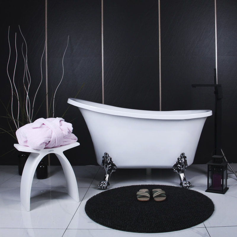 51'' x 28'' Freestanding Soaking Acrylic Bathtub, Polished Chrome