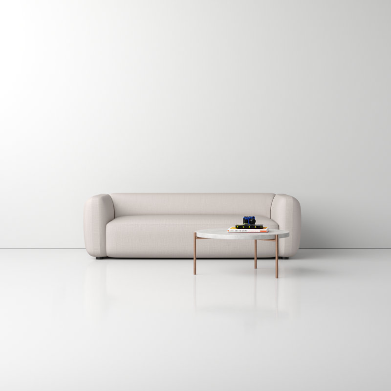 Gibson Wheat 96'' Polyester Blend Tuxedo Arm Sofa