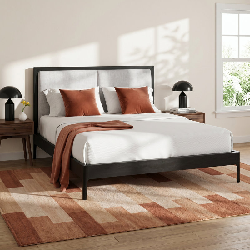 Chisa Upholstered Platform Bed, Queen, Black