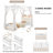 Kids Bedroom Set: LED Canopy Bed Frame with Charging Ports + 2 Nightstands with Outlets & Drawers (Creamy White, T Sizes)-1357431588-1346337845