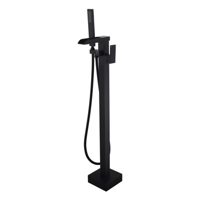 Freestanding Bathtub Faucet Tub Filler Matte Black Floor Mount Bathroom Faucets Single Handle With Hand Shower