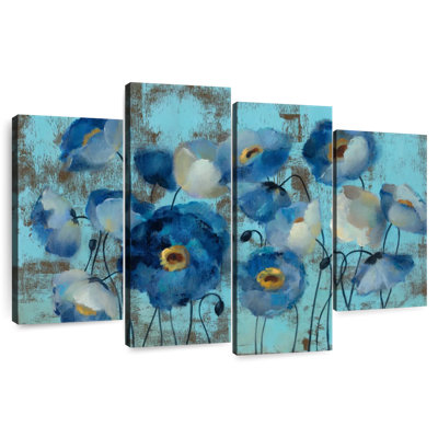 Aquamarine Floral On Blue