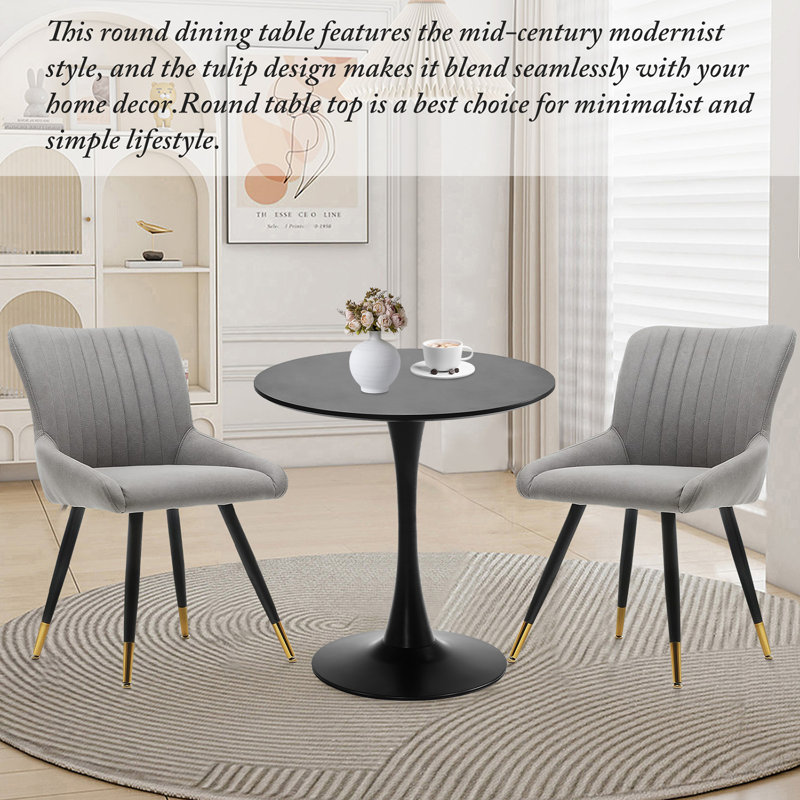 Round Dining Table, Bar Table, Black, 28.7" H x 27.5" L x 27.5" W