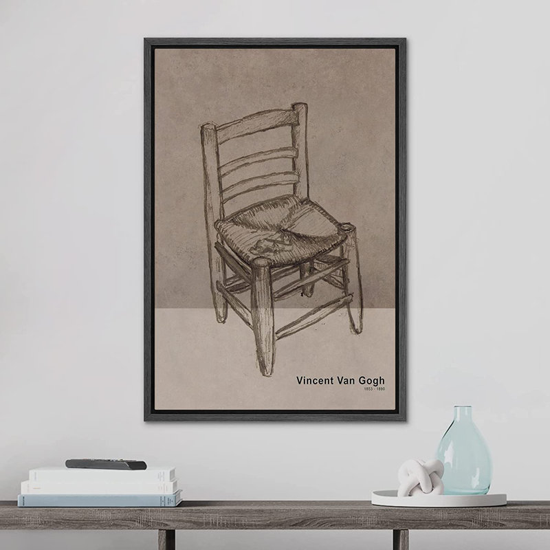 La chaise par Vincent Van Gogh - peinture sur toile, H 36 po x l 24 po x P 1,5 po, Cadre noir