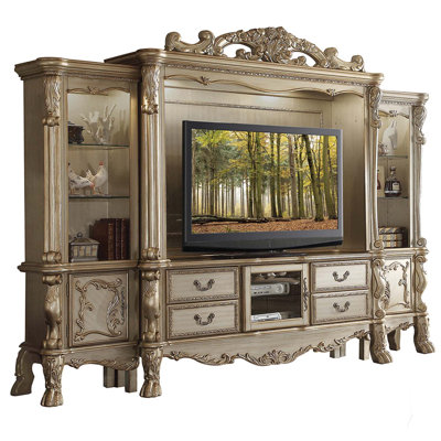 Dresden Entertainment Center, Gold Patina & Bone Finish