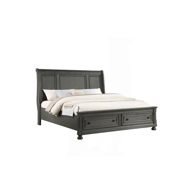 Très grand lit de style moderne en bois et finition gris rustique