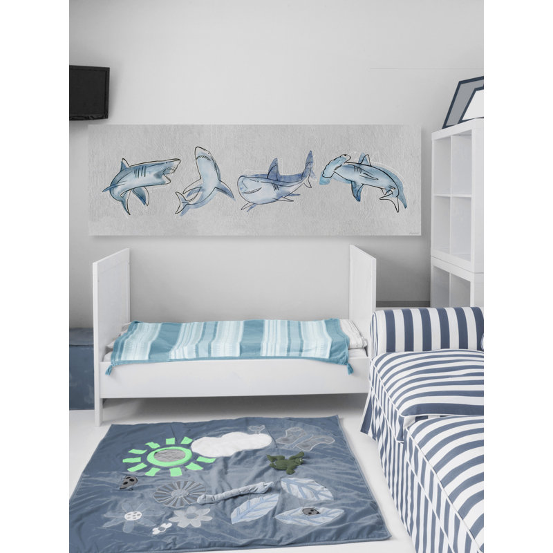 Marasco Be a Shark Print on Wrapped Canvas, 10" H x 30" W x 1.5" D