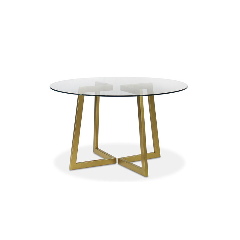 Guerrier Round Glass Top Dining Table with Steel Base