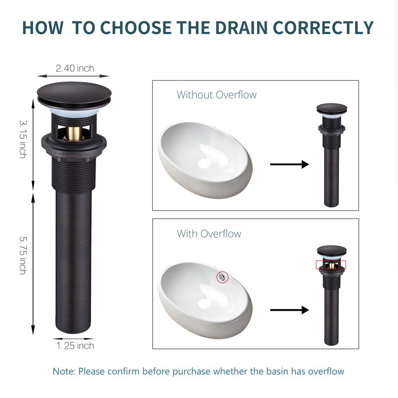 2.4'' W Drain Stopper, Bronze