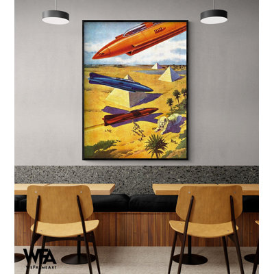 Reproduction d'affiche rétro de science-fiction en Égypte, nouveau décor de bureau de science-fiction africain, UFO affiche rétro, décor d'art mural de bateau exotique