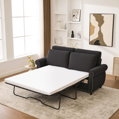 Canapé-lit, canapé-lit avec matelas, canapé convertible en lin moderne pour petits espaces et appartements, gris foncé