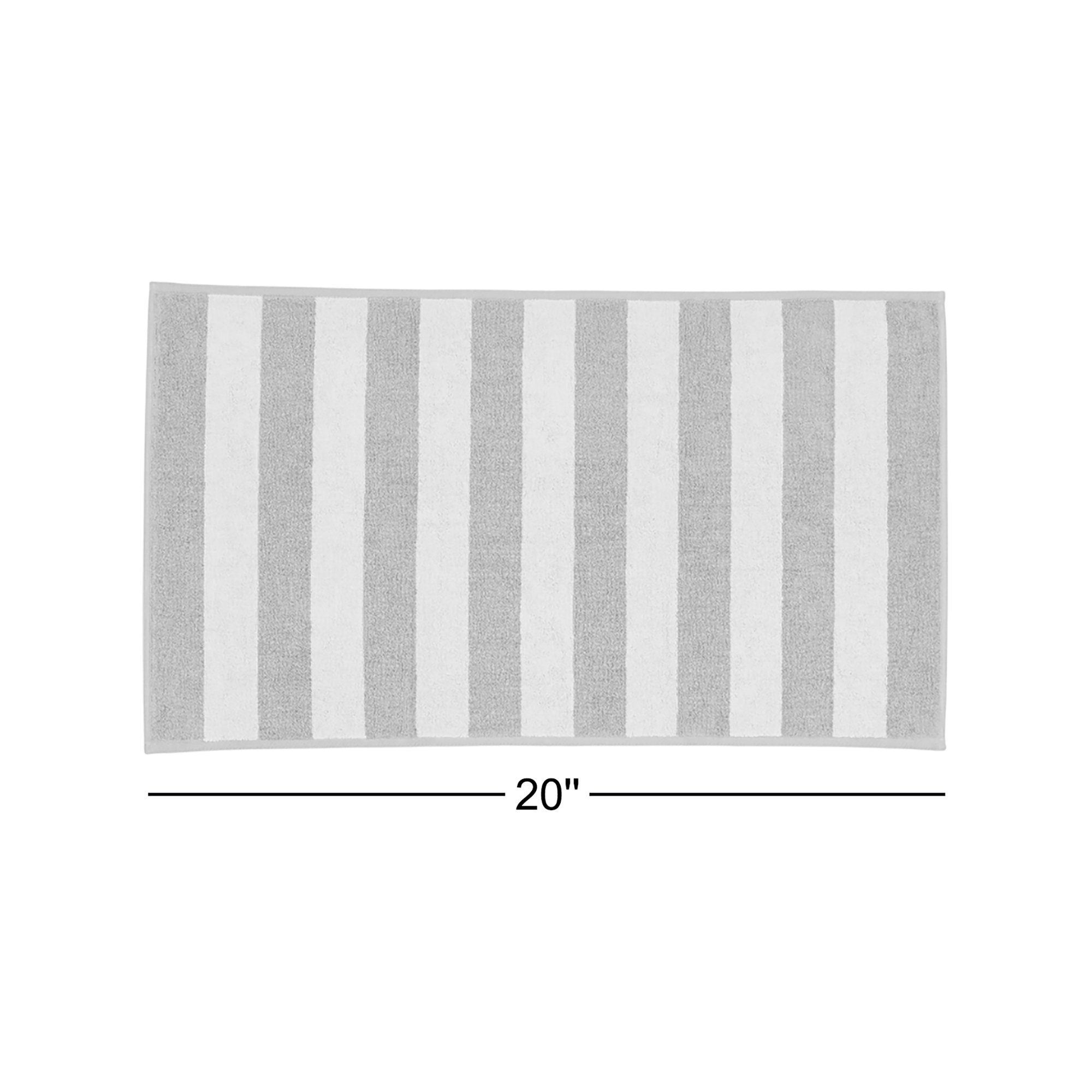 Simple Striped 100% Cotton Bath Mat, Ivory/Flax