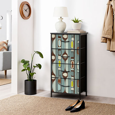 Commode pour commode de chambre à coucher pour garde-robe de chambre à coucher de style Mid-Century moderne et abstrait pour commodes et commodes en tissu