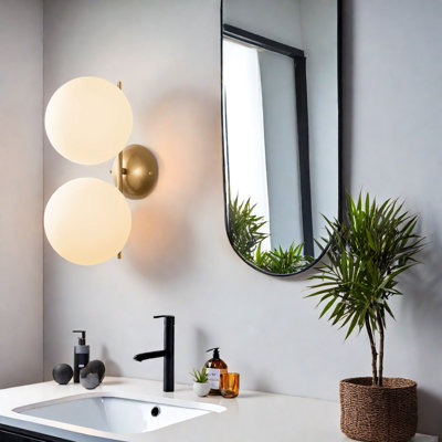 2 Lights Globe Cap Metal Body Wall Sconce – Modern Dual Light