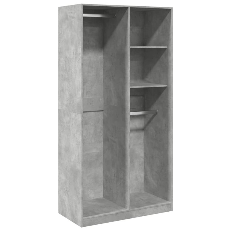 Ruri Manufactured Wood Wardrobe, Concrete Grey, 100 x 50 x 200 cm