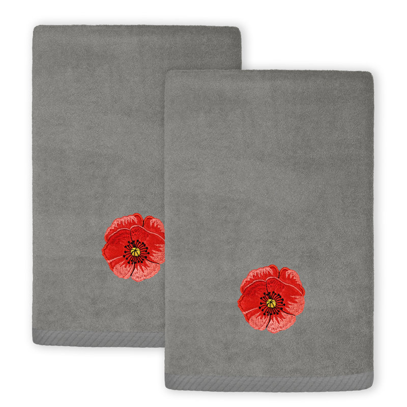 2 Piece Turkish Cotton Fingertip Towel Set, Charcoal
