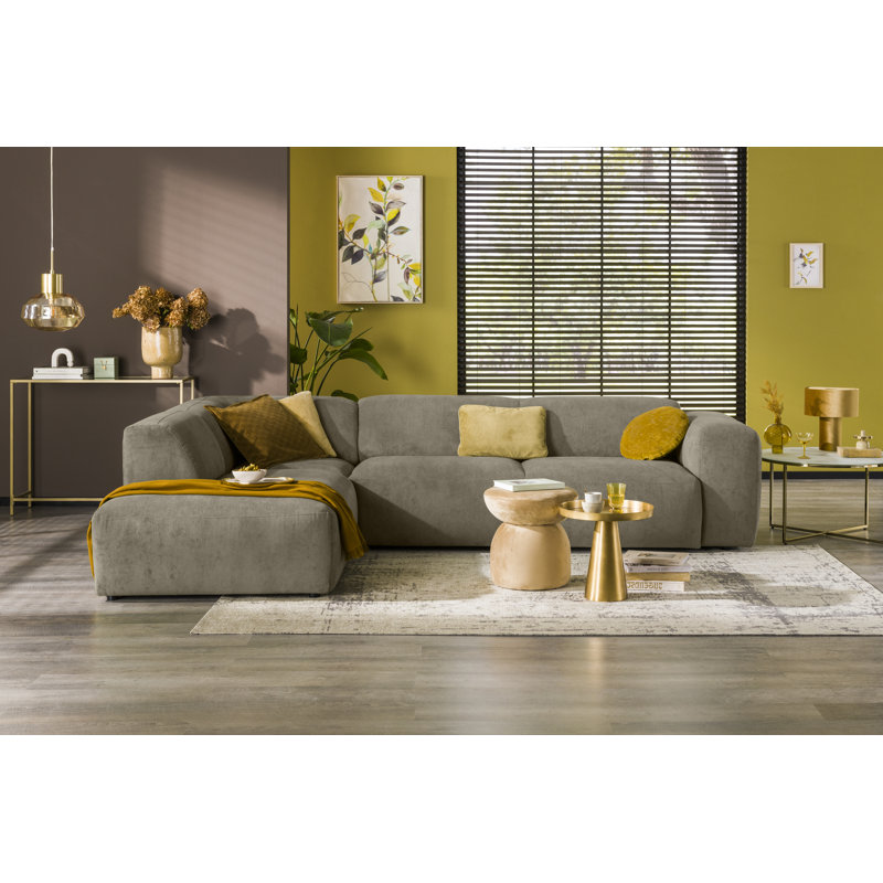 Chiodo Ecksofa - large sofa element - ottoman, Taupe corduroy, Left Hand Facing