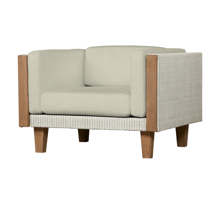 Catalina Outdoor Teak Lounge Chair, Demo Mist, Antique White