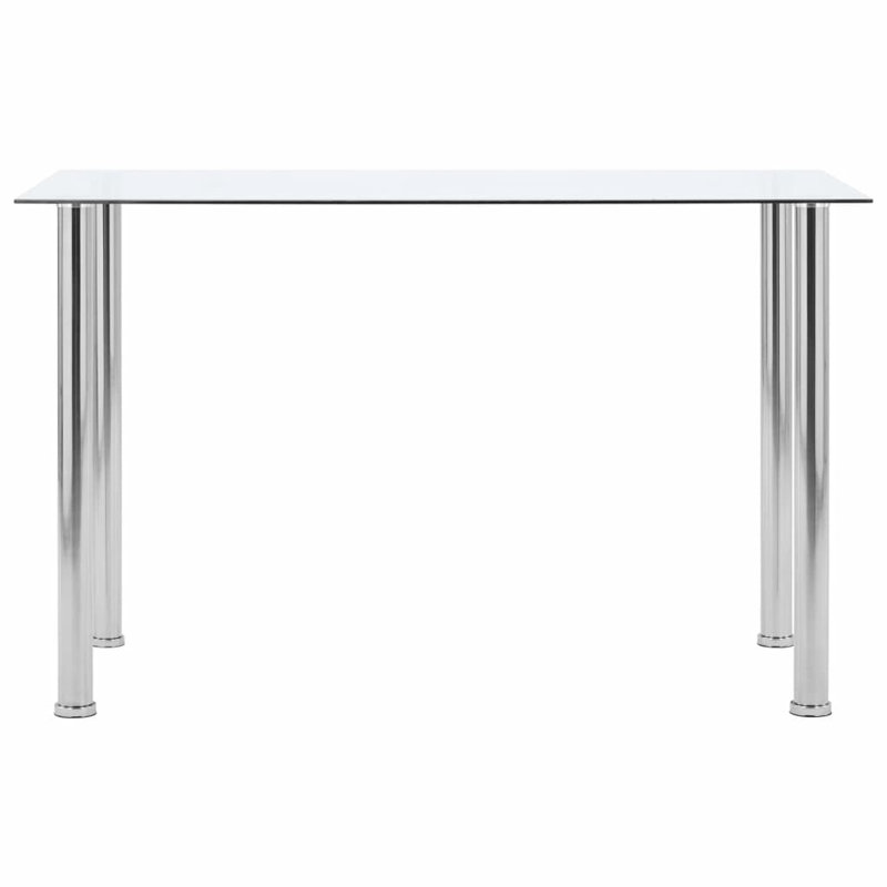 vidaXL Dining Table Tempered glass, Stainless steel, White